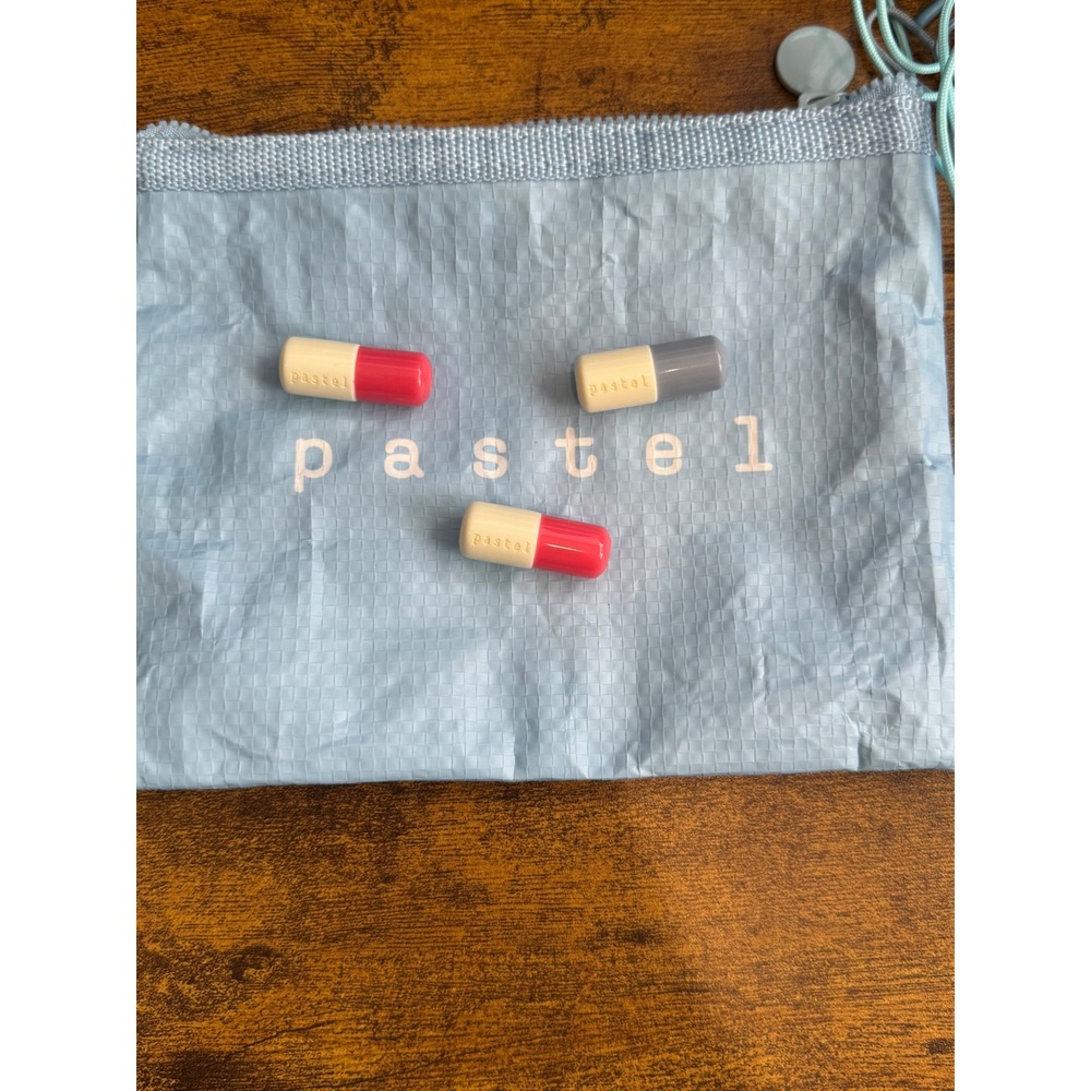 CJ Hendry Pastel Art Exhibition Collectible Pill Beads Set of 3 Pink Blue Red